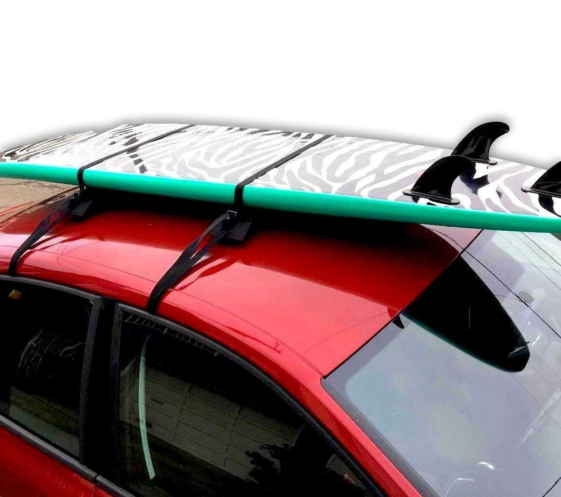 DORSAL Deluxe Wrap-Rax Surf and Snow Soft Roof Rack Pads and Straps, featuring 19-inch pads and durable securing straps for safe transportation.